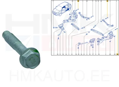 Boulon de fixation, essieu arrière OEM Renault Kadjar,Koleos / Nissan Qashqai - REN 54459EN12A - OE - 100% Genuine Part