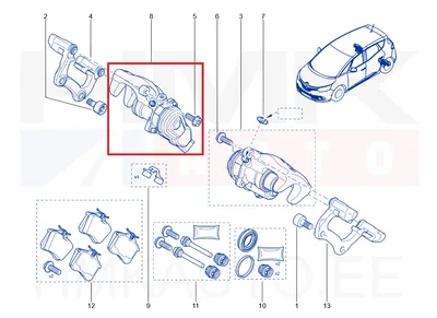 Pidurisadul tagumine parem (koos mootoriga) OEM Renault Talisman/Espace/Scenic - REN 440019919R - OE - 100% Genuine Part