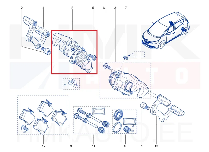 Pidurisadul tagumine parem (koos mootoriga) OEM Renault Talisman/Espace/Scenic - REN 440019919R - OE - 100% Genuine Part
