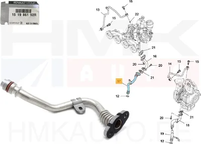 Turbo õli tagasivoolutoru OEM Renault 1,6DCi - REN  151986192R - OE - 100% Genuine Part