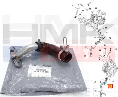 Turbo õli tagasivoolutoru OEM Renault 1,6DCi - REN  151983990R - OE - 100% Genuine Part