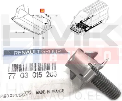 Põhjakatte kinnituspolt koos tüübliga OEM Renault Master III 2010- - REN 7703015203 - OE - 100% Genuine Part