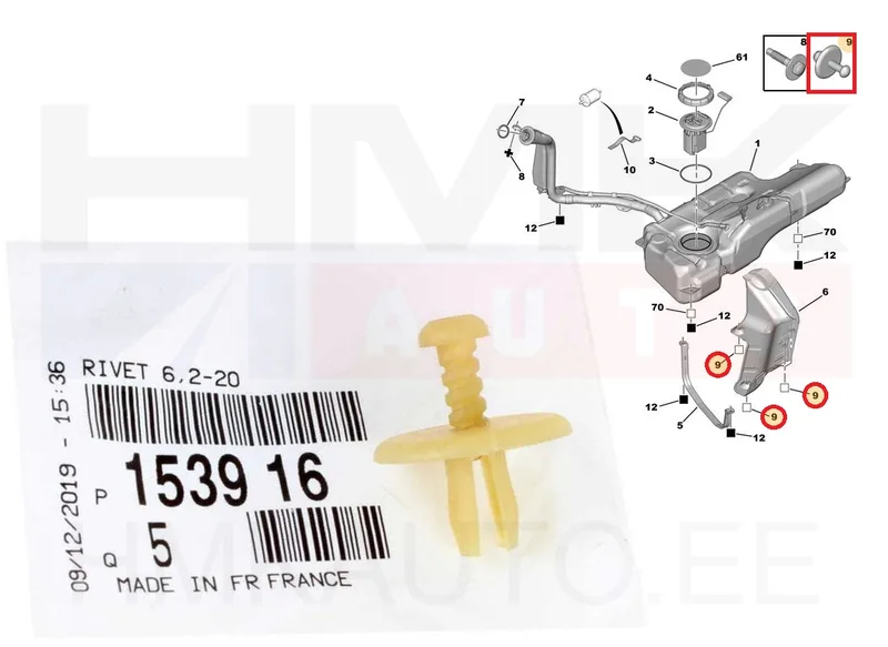Kuumapleki tüübel OEM Citroen/Peugeot - PSA 153916 - OE - 100% Genuine Part
