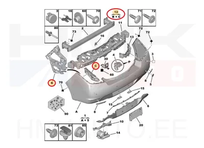Tagastange kinnitus vasak OEM Peugeot 508 - PSA 7422W3 - OE - 100% Genuine Part