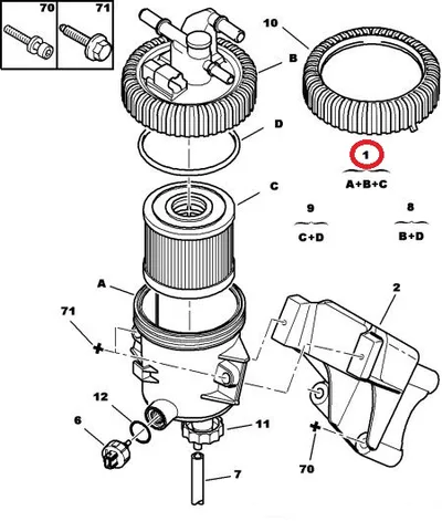 Fuel filter with housing OEM Citroen/Peugeot 2,0HDI (3 pipes)>>Discontinued product - PSA 190165 - OE - 100% Genuine Part