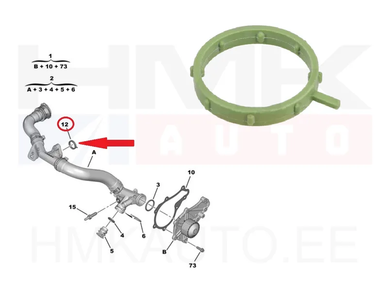 O-rõngastihend jahutusvedeliku torule OEM Citroen/Peugeot 1,6BlueHDI - PSA 9807177980 - OE - 100% Genuine Part