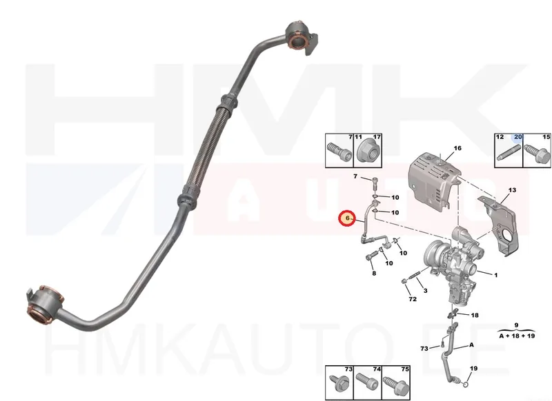 Трубка подачи масла турбины OEM Citroen/Peugeot 1,2THP - PSA 9832803480 - OE - 100% Genuine Part