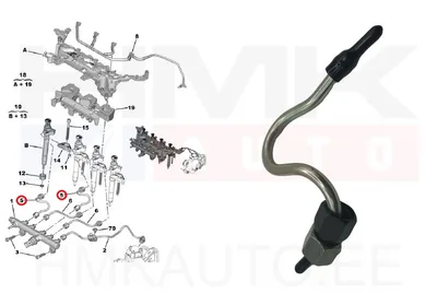 Pihusti toru OEM Citroen/Peugeot 2,0HDI/2,2HDI EURO6 (2. ja 4. silinder) - PSA  9840293680 - OE - 100% Genuine Part