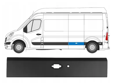 Küljeliist peale liugust vasak OEM Renault Master /Opel Movano 2019- (L3) pimenurga anduri avaga - REN  768F36700R - OE - 100% Genuine Part