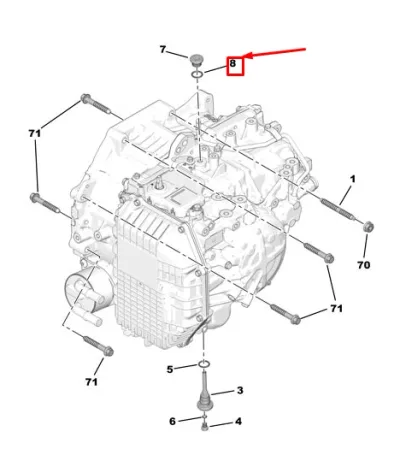 Joint de bouchon d'huile supérieur OEM Citroen/Peugeot (ATN8/AMN8 boîte de vitesses automatique) - PSA  9824607480 - OE - 100% Genuine Part