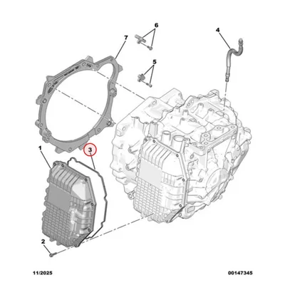 Gearbox end cover gasket OEM Citroen/Peugeot ATN8 automatic gearbox - PSA  9824606080 - OE - 100% Genuine Part