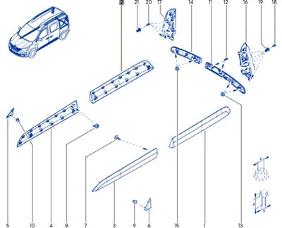 Külgpaneeli liist parem OEM Renault Express - REN  828760798R - OE - 100% Genuine Part
