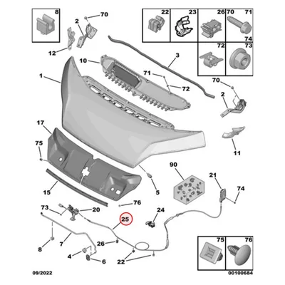 Kapotiluku tross OEM Jumper/Boxer/Ducato 2014- - PSA  1612308980 - OE - 100% Genuine Part