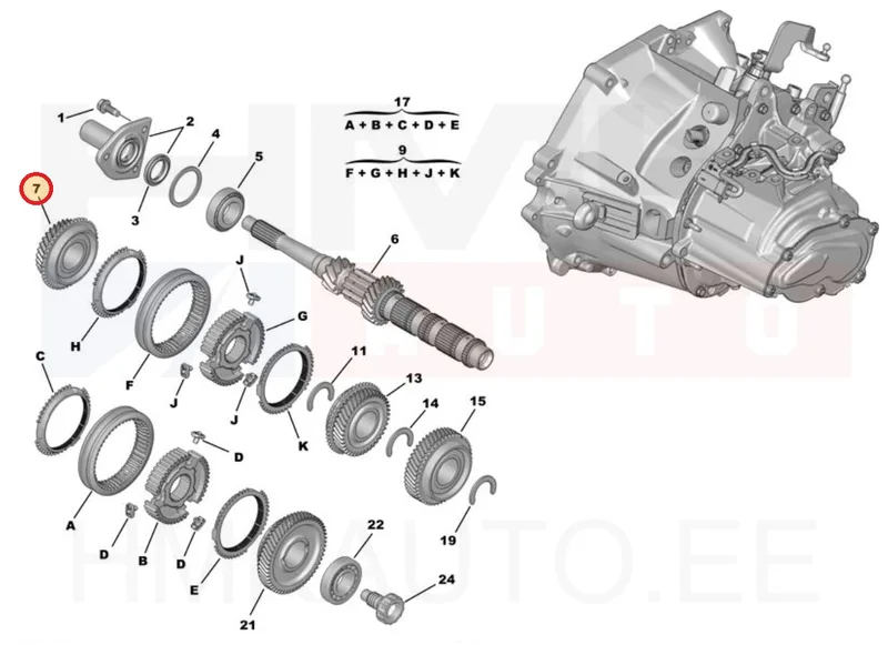 3-käigu hammasratas 31H OEM Citroen/Peugeot MB6 kast - PSA 9810748180 - OE - 100% Genuine Part