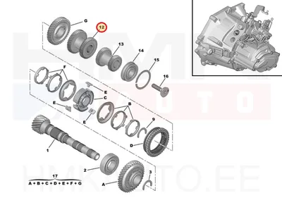3-4. käigu hammasratas OEM Citroen/Peugeot  MB6 kast (3k. 40h./4k. 39h.(31X40-40X39)) - PSA  9812023080 - OE - 100% Genuine Part