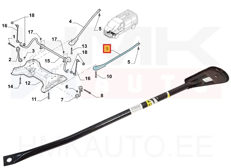 Sillaraami tugivarras vasak OEM Renault Trafic II,III - REN 551A39050R - OE - 100% Genuine Part
