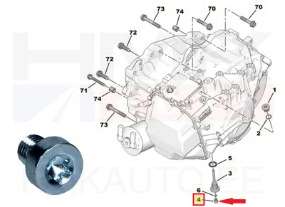 Õlikork käigukastile alumine OEM Citroen/Peugeot AM6 automaatkastile - PSA 220848 - OE - 100% Genuine Part