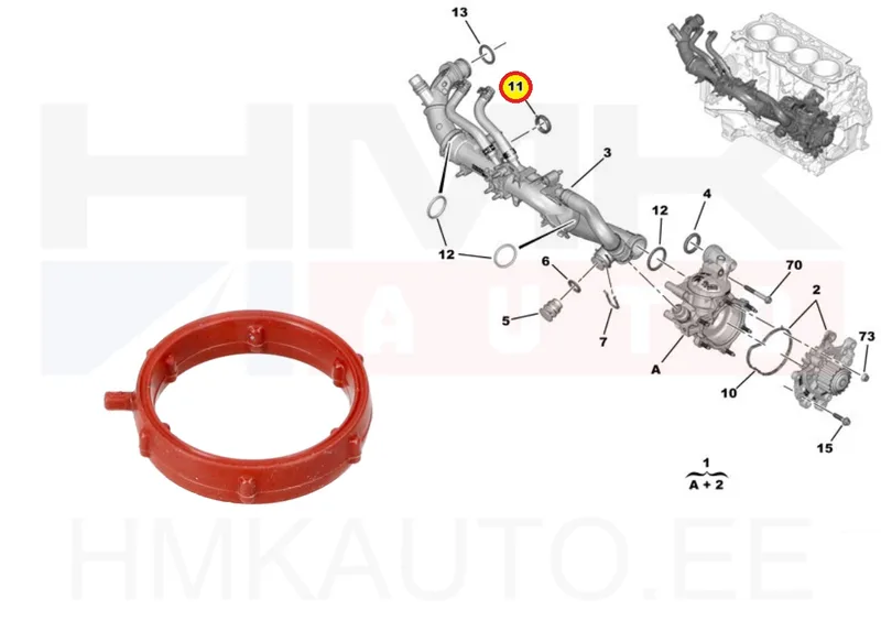 O-rõngastihend jahutusvedeliku torule OEM Citroen/Peugeot 1,5BlueHDI DV5R - PSA 9813216680 - OE - 100% Genuine Part