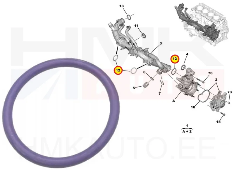 O-rõngastihend jahutusvedeliku torule OEM Citroen/Peugeot 1,5BlueHDI DV5R - PSA 9813217180 - OE - 100% Genuine Part