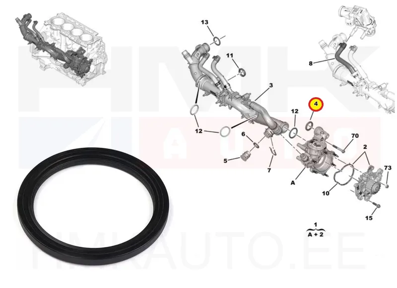 O-rõngastihend jahutusvedeliku torule OEM Citroen/Peugeot 1,5BlueHDI DV5R - PSA 9813039880 - OE - 100% Genuine Part