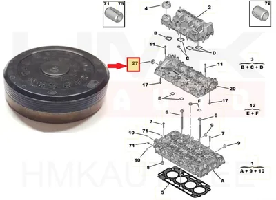 Nukkvõlli kork 28x8 OEM Citroen/Peugeot 1,5BlueHDI DV5R - PSA 1673628380 - OE - 100% Genuine Part