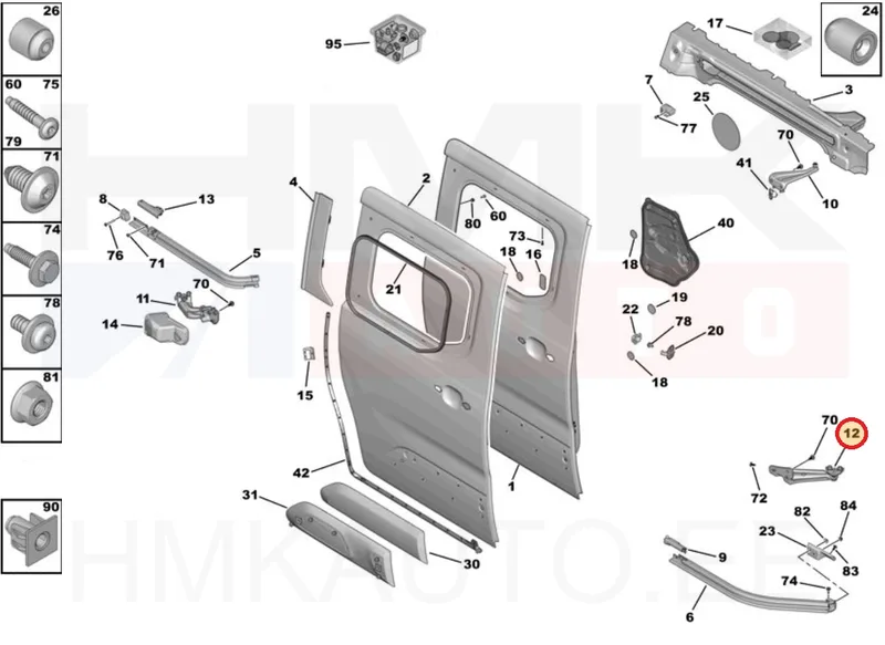 Liugukse alumine tugi parem OEM Berlingo/Partner 2018- - PSA 9816964880 - OE - 100% Genuine Part