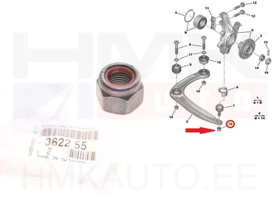 Sarniiri kinnitusmutter M14x1,50 OEM Citroen/Peugeot - PSA  362255 - OE - 100% Genuine Part