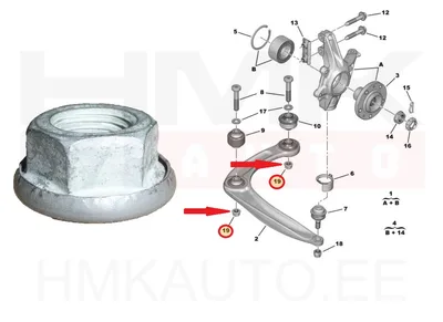 Esisilla õõtshoova kinnituspoldi mutter M14x1,50 OEM Citroen/Peugeot - PSA  362271 - OE - 100% Genuine Part