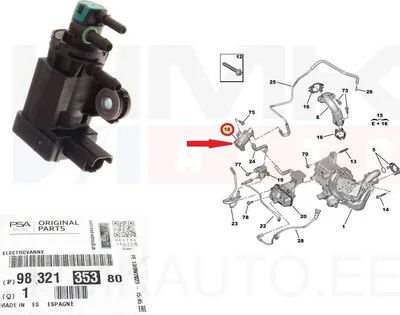 Клапан управления турбиной OEM Citroen/Peugeot 2,0HDI/2,2BlueHDI Euro6 - PSA 9832135380 - OE - 100% Genuine Part