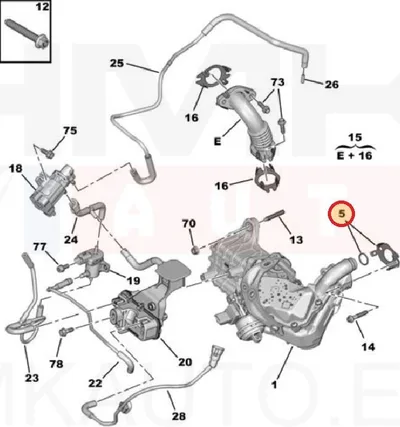 Прокладки охладителя EGR OEM Citroen/Peugeot 2,2BlueHDI 2020- - PSA 1674250180 - OE - 100% Genuine Part