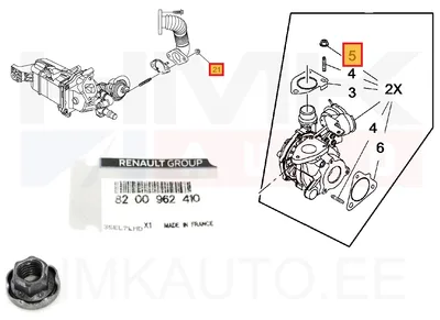 EGR pipe/turbo mounting nut OEM Renault M8x1,25 - REN 8200962410 - OE - 100% Genuine Part