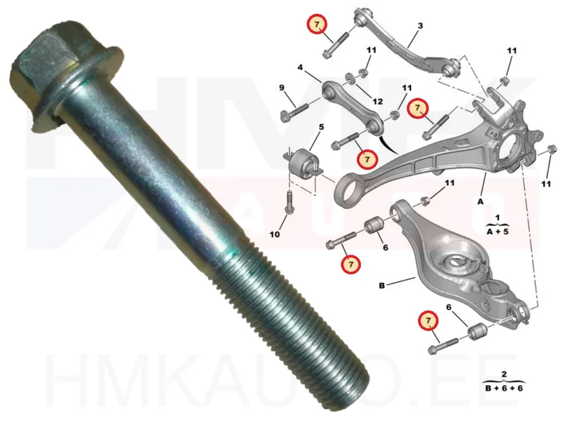 Tagasilla õõtshoova polt OEM Citroen C-Crosser/Peugeot 4007,4008 - PSA 518125 - OE - 100% Genuine Part