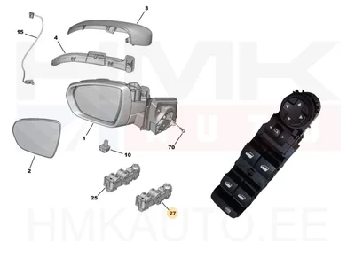 Блок стеклоподъемников/регулировки зеркал левый OEM Berlingo,C3/C5 Aircross,C4 / Rifter,208,2008,308,3008,5008 - PSA 96788281ZD - OE - 100% Genuine Part