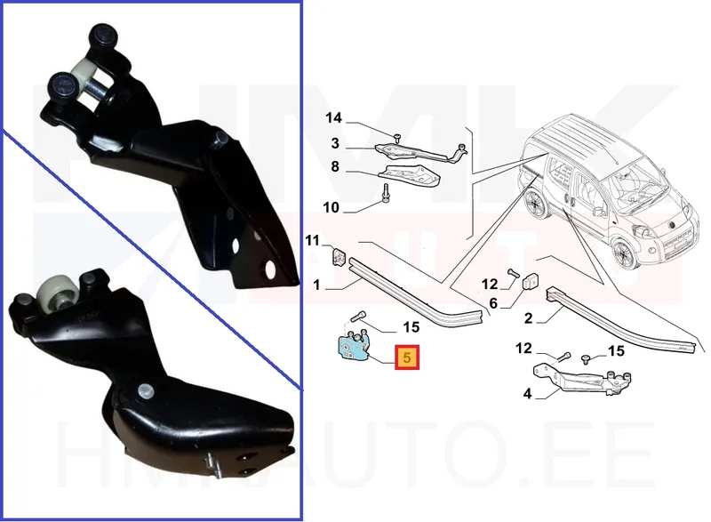 Liugukse keskmine tugi parem Citroen Nemo/Peugeot Bipper/Fiat Fiorino 2008-17 - M3269