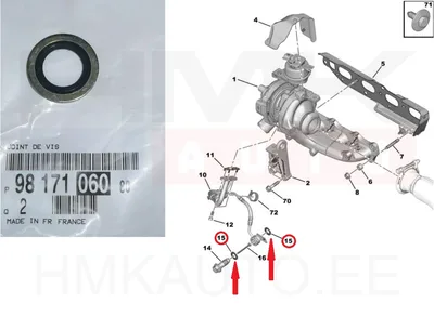 Turbo õlitustoru tihend OEM Citroen/Peugeot 2,0HDI DW10 - PSA  9817106080 - OE - 100% Genuine Part