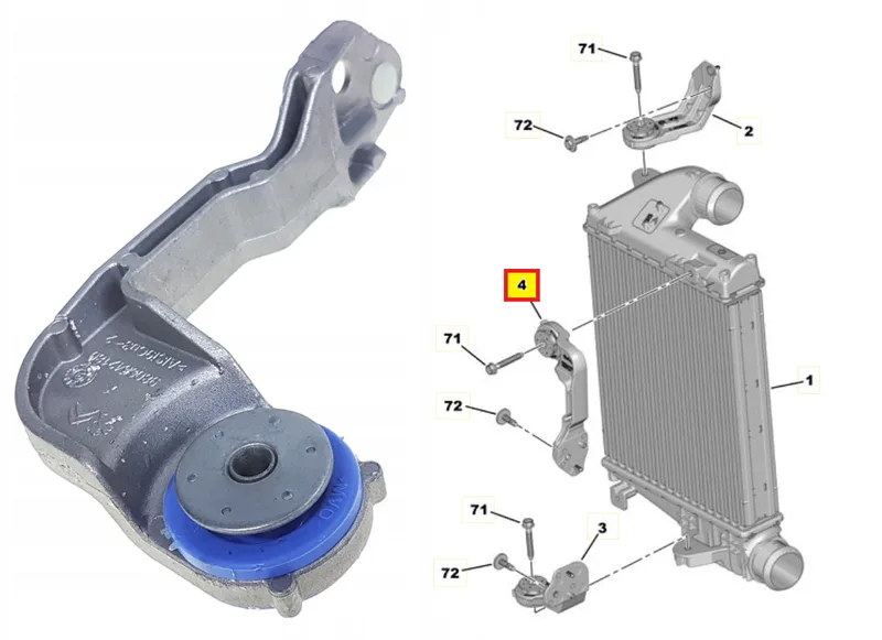 Turbo vahejahuti kinnituskronstein ülemine OEM Citroen Jumpy/Peugeot Expert 2016- - PSA 9806542180 - OE - 100% Genuine Part