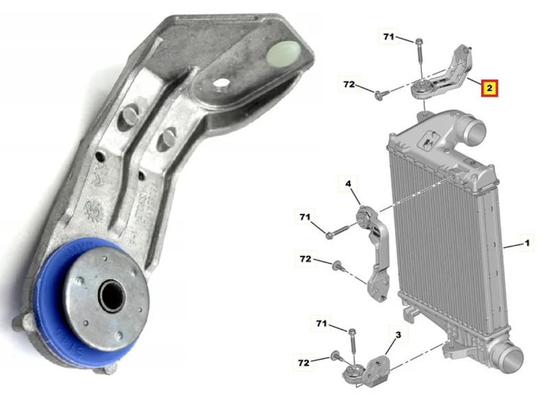 Turbo vahejahuti kinnituskronstein ülemine OEM Citroen Jumpy/Peugeot Expert 2016- - PSA 9806541980 - OE - 100% Genuine Part