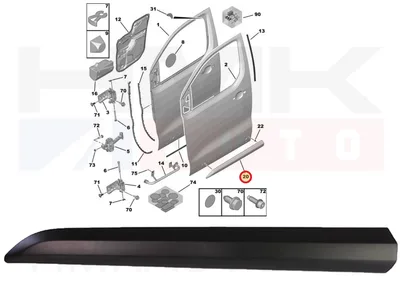 Esiukse liist vasak OEM Jumpy/ExpertProace 2016- (must) - PSA  98087471XT - OE - 100% Genuine Part