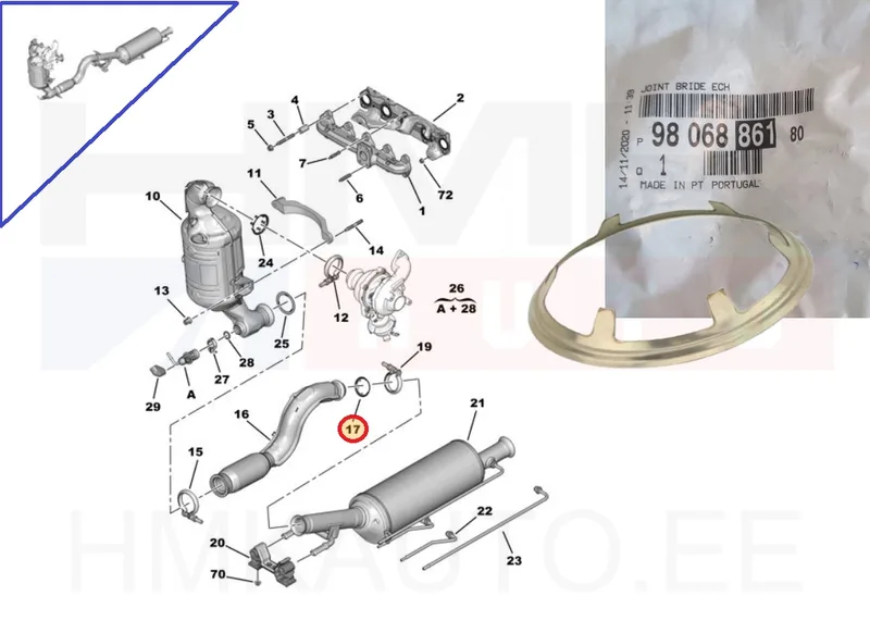 Summuti tihend OEM Citroen/Peugeot 1,6HDi - PSA 9806886180 - OE - 100% Genuine Part