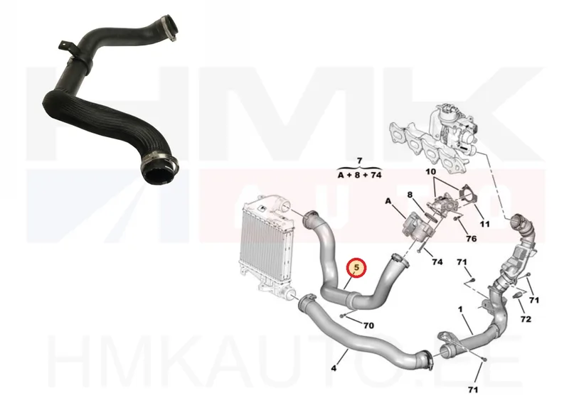 Turbo õhutoru OEM Citroen/Peugeot 2,0BlueHDi Euro6 - PSA 9815433880 - OE - 100% Genuine Part