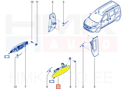 Ukselink esiuksele, välimine vasak OEM Dacia Dokker/Lodgy/Duster/Sandero - REN  806079580R - OE - 100% Genuine Part