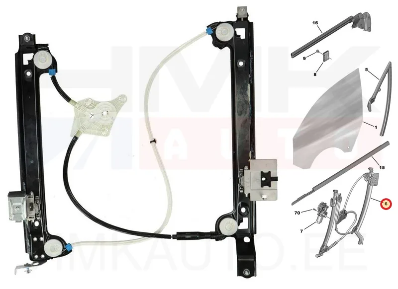 Стеклоподъемник передний левый (электрический без мотора) OEM Peugeot 508 2018- - PSA 9830160180 - OE - 100% Genuine Part