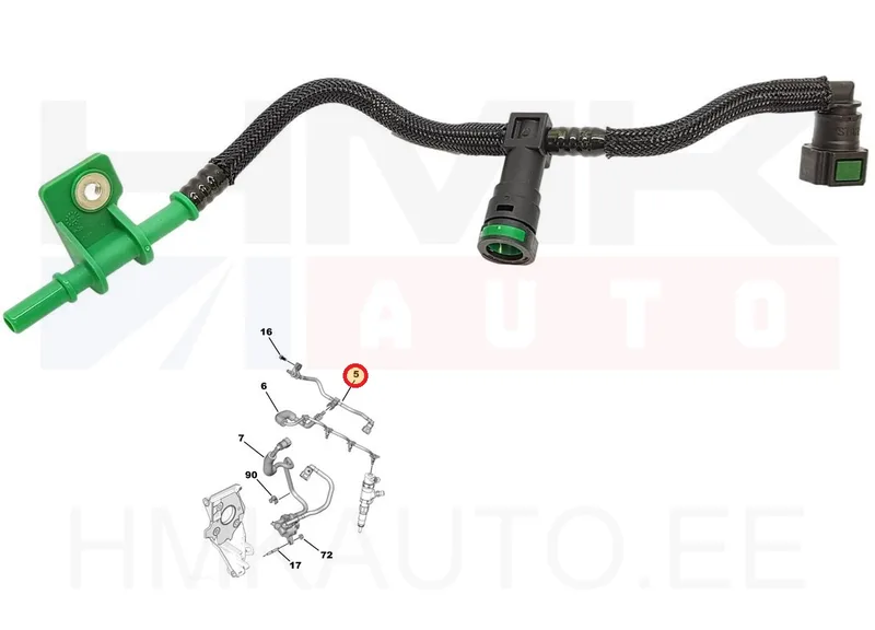 Polttoainen paluuputki OEM Citroen/Peugeot 1,6BlueHDI Euro6 - PSA 9802620780 - OE - 100% Genuine Part