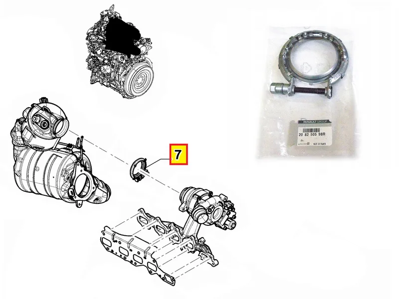 Summuti klamber tihendiga OEM Renault Trafic 2,0dCi 2019-/Citroen/Peugeot 74,5mm - REN 208250598R - OE - 100% Genuine Part