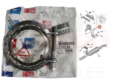 Summuti klamber tihendiga OEM Citroen/Peugeot 74,5mm / Renault Trafic 2,0dCi 2019- - PSA  171385 - OE - 100% Genuine Part