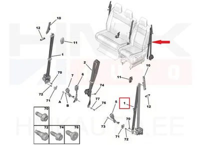 Turvavöö eesmine vasak OEM Citroen Jumpy/Peugeot Expert 2016- - PSA 98083794XX - OE - 100% Genuine Part
