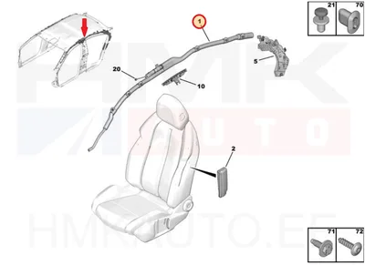 Turvakardin vasak ülemine OEM Peugeot 508 2018- - PSA  9828428180 - OE - 100% Genuine Part