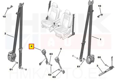 Turvavöö vastus eesmine vasak/parem (pikk) OEM Citroen Berlingo /Peugeot Rifter 2018- - PSA  9816315480 - OE - 100% Genuine Part