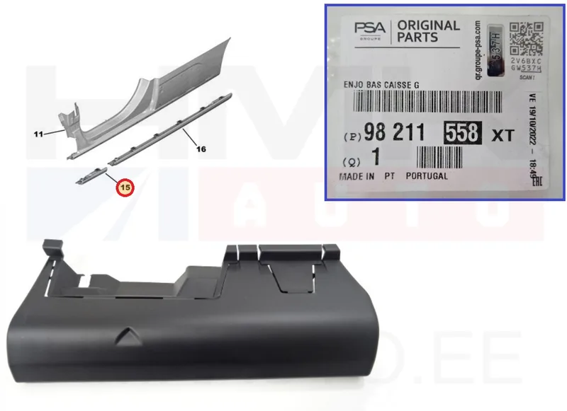 Küljekarbi iluliist eesmine vasak OEM Peugeot Rifter 2018- - PSA 98211558XT - OE - 100% Genuine Part