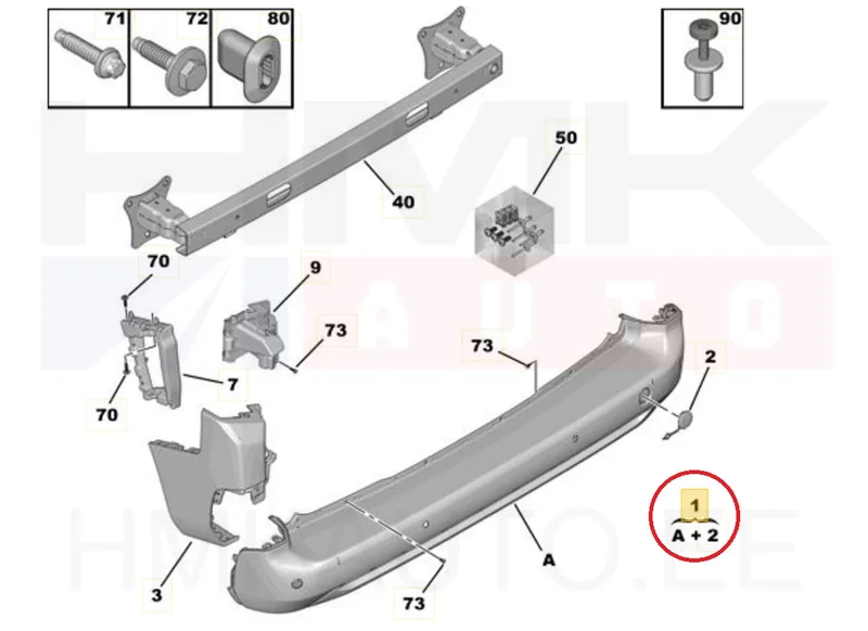 Tagastange keskosa OEM Berlingo/Rifter 2018- "must" (parkimisabi andurite avadega) - PSA 1633557280 - OE - 100% Genuine Part